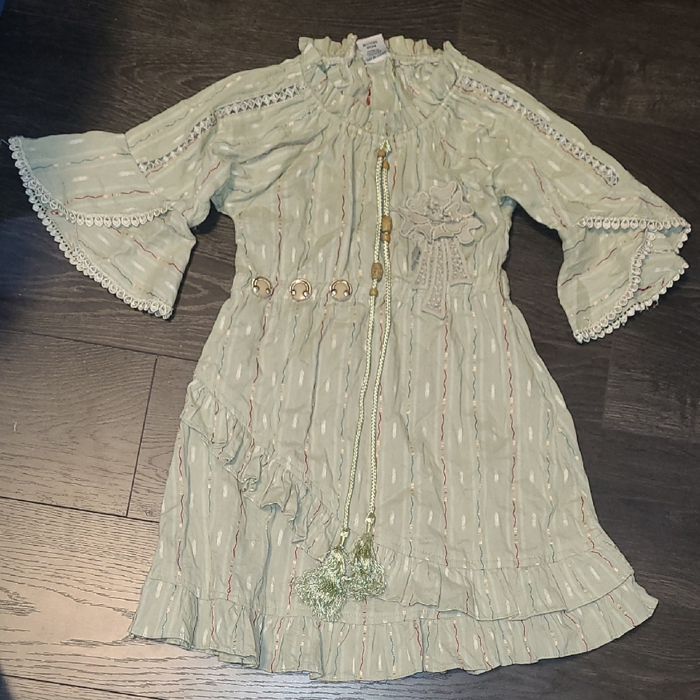 🛍Elegant Mint Kids Dress with Tassel Accents